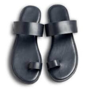 Slippers - Ladies Black Leather Slippers