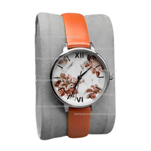 Watch - Ladies Orange Leather Wrist Watch