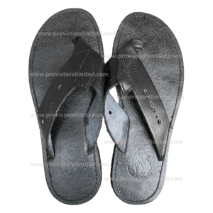 Slippers - Male Black Leather (Asante Mpaboa)