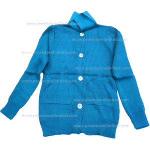 Crewneck Ladies Woven With Buttons - Sea Blue Pullover / Sweater / Sweatshirt