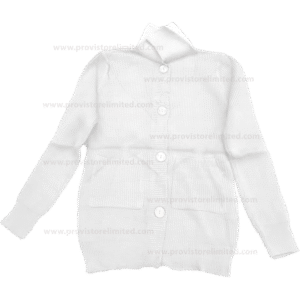 Crewneck Ladies Woven With Buttons - White Pullover / Sweater / Sweatshirt