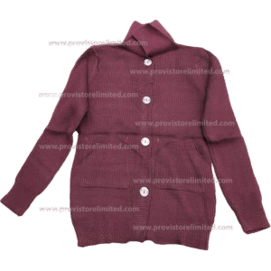 Crewneck Ladies Woven With Buttons - Wine Pullover / Sweater / Sweatshirt