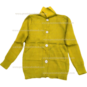 Crewneck Ladies Woven With Buttons - Yellow Pullover / Sweater / Sweatshirt